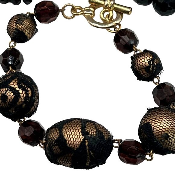 Vintage-Style Beaded Jewelry Set - Elegant Necklace & Three Bracelets - Picture 5 of 13